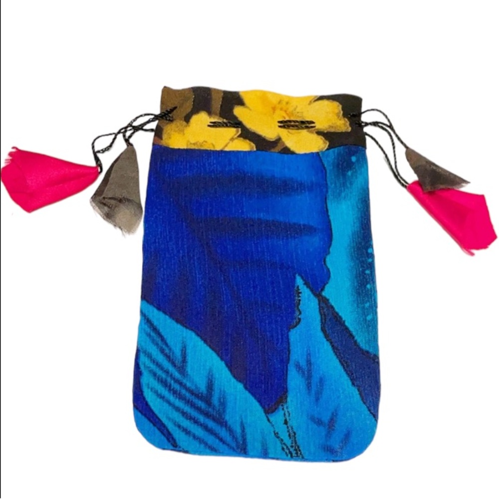 Vintage handmade tropical print drawstring jewelry storage dust bag